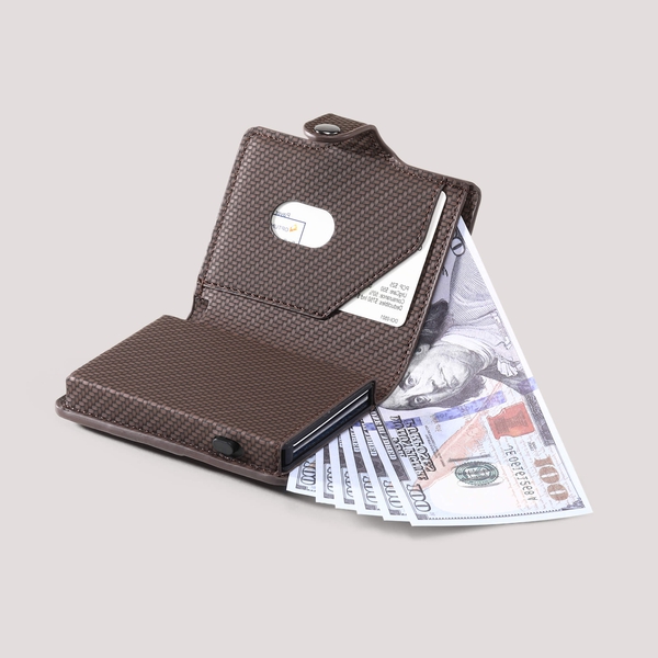 Men's Compact Pop-Up Wallet - BROWN - 1